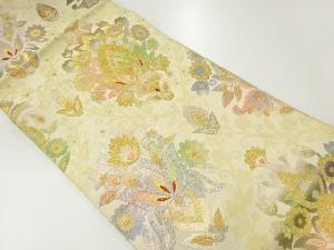 アンティーク　草花模様織出し袋帯（材料）